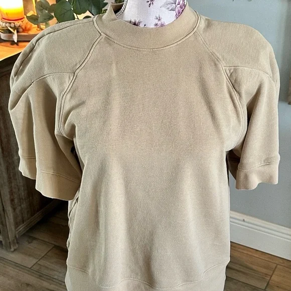 Agolde Tan Round Shoulder Short Sleeve Sweatshirt - Picture 2 of 4